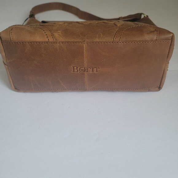 Born Genuine Leather Saddle Floral Embossed Shoulder Handbag - Picture 9 of 14